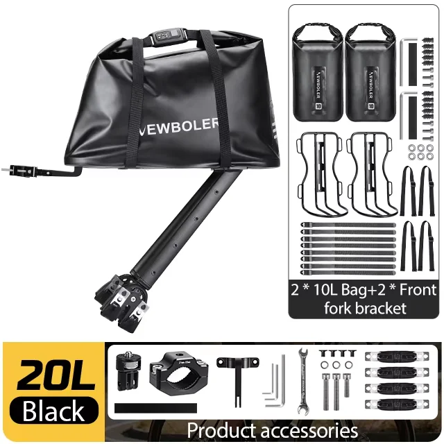 NEWBOLER 20L Aluminium Fietsbagagedrager Toegangscodeslot Fietstas Bikepacking Voor MTB En Grind Fietsenrek Plank