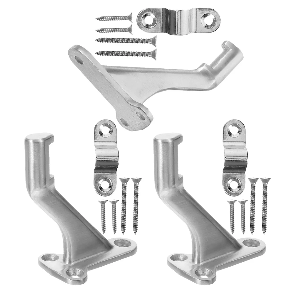 

3Sets Durable Stainless Steel Handrail Bracket Stair Rail Brackets Indoor Handrail Holder for Stairs Stair Rail Bracket