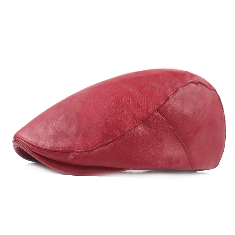 Unisex Vintage Kunstleder Flachmütze Retro Britischer Ivy-Hut Weiche Kurzbrim-Baskenmütze für Männer und Frauen Herbst Winter Casual Street Hat – Detail 6