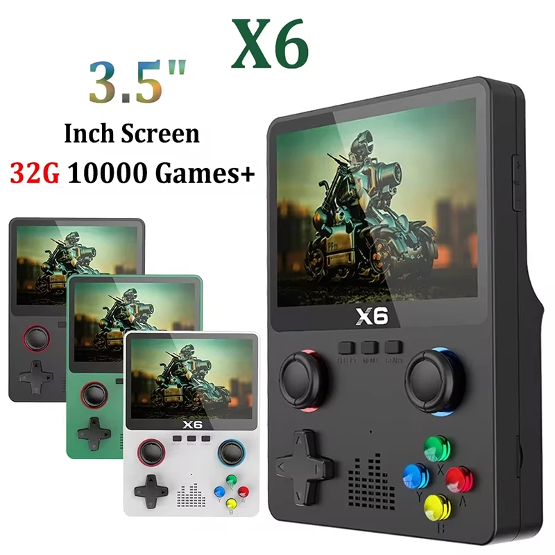 X6 Game Console Retro Video Game Console 3.5/4'' IPS Screen Portable Handheld Game Player 10000+ Classic Games Children Gifts