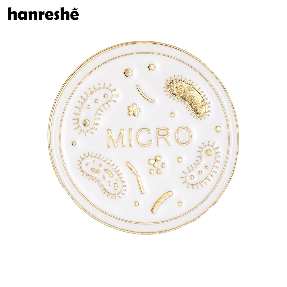 Hanreshe Biology Microbiology Enamel Pin Bacterial Culture Dish Shape Brooch for Lab Doctor Biologist Lapel Badge Jewelry Gift