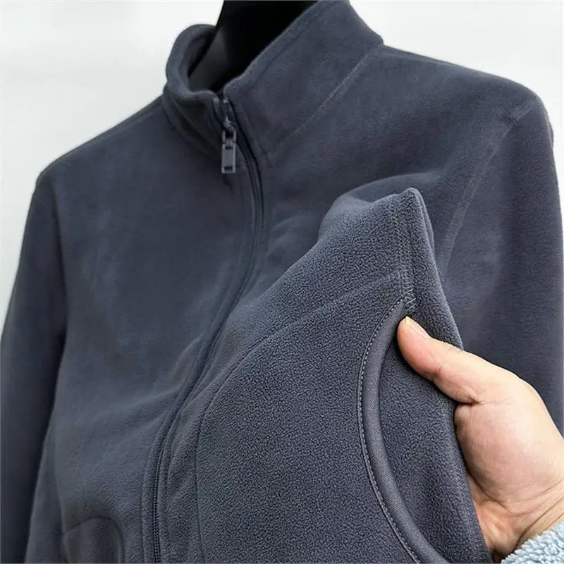 Double-Sided Fleece Sweatshirt Men's Open Cardigan Jacket Stand Collar Warm Outerwear Polyester Fiber Winter Outdoor Clothing