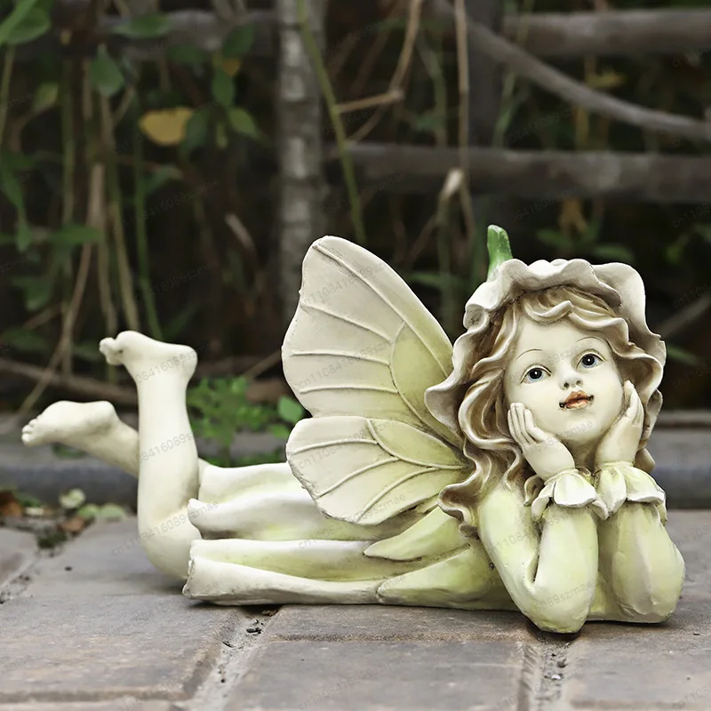 Flower Fairy Resin Figurine, Creative Sculpture Craft, Indoor Outdoor Garden Courtyard Villa Decor, Perfect Gift