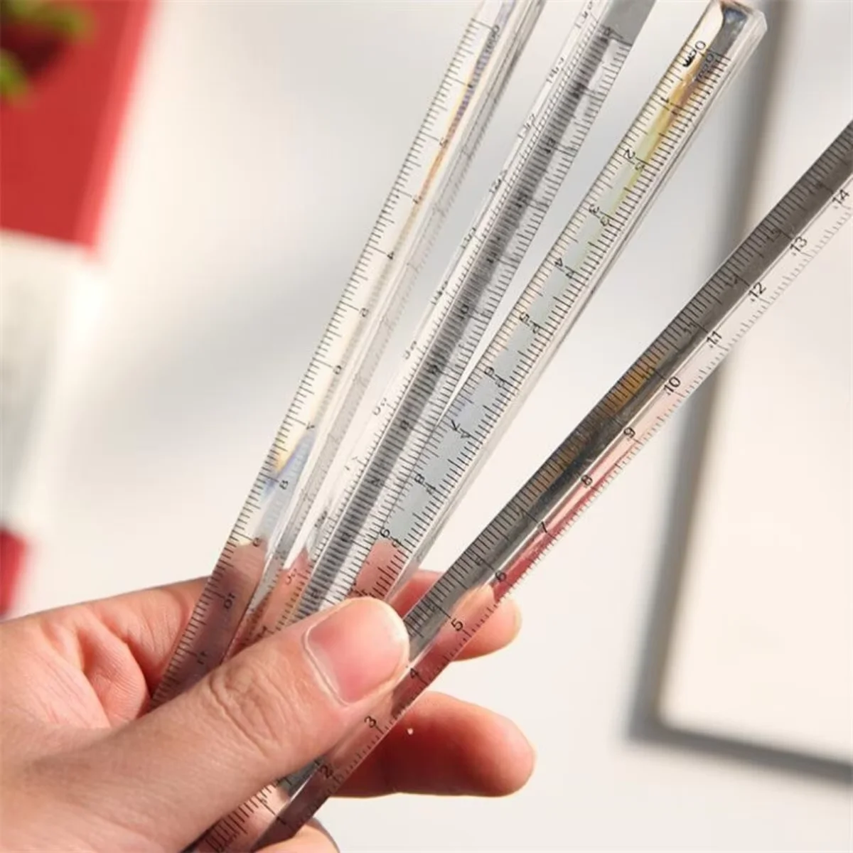 1 قطعة حاكم مثلث شفاف اللوازم المدرسية والمكتبية القرطاسية