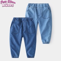 1 - 6 Y Baby Boys Cotton Jeans, Elastic Waist Denim Pants with Pockets, Comfortable & Stylish for Kids Boys