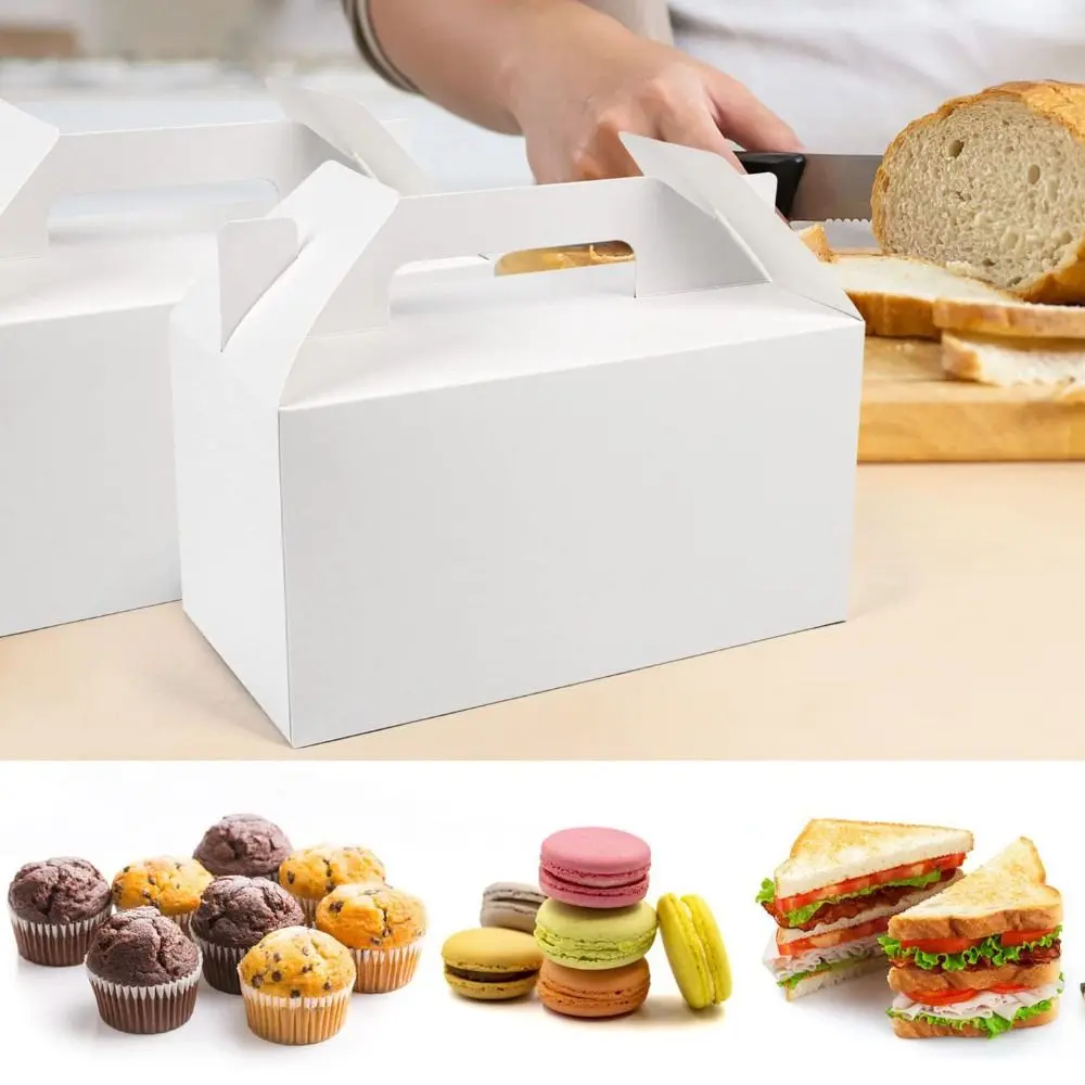 

20pcs Baking Packing Boxes Kraft Paper Cupcake Packaging Box Handle Thickened Gift Boxes with Window DIY Takeaway Boxes Wrapping