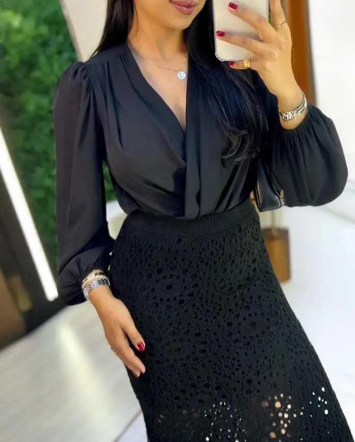 

Casual Hollow-Out Crochet Mid-Calf Skirt Women's Spring Autumn Summer Casual Skirts Casual Hollow out Skirts