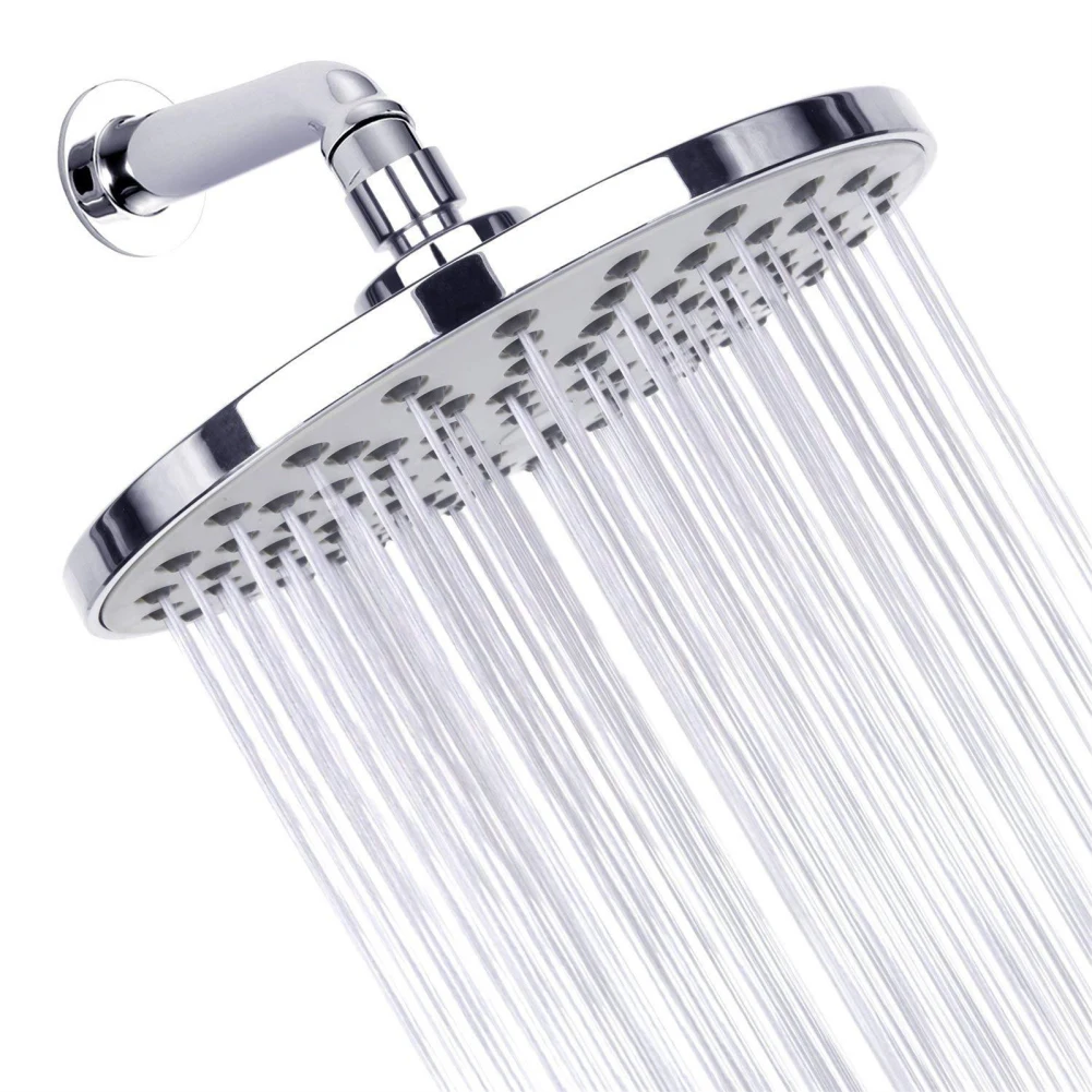 SWEETHOME 8 Inch Shower Head High Pressure Rain Bathroom Showerhead With Rubber Nozzles Chrome Plated Finish Adjustable Angles