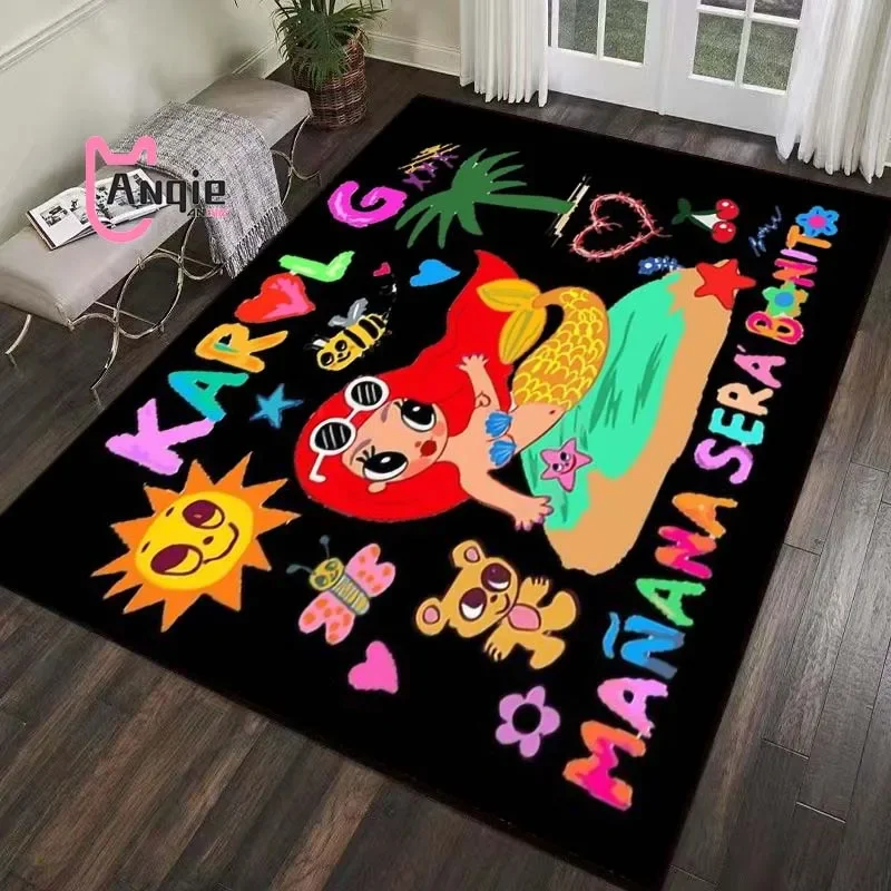 3D Latin Music Fashion Carpet Karol G Art Female Singer Cute Print Soft Rugs Living Room Yoga Mat Bedroom Non slip Large Carpet