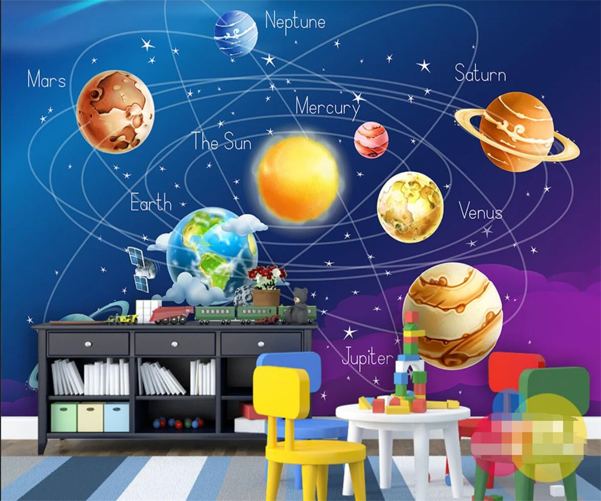 

Custom Wallpaper Space blue Planet Background Murals Home Decor Living Room Bedroom Kids Room Planet Murals 3d wallpaper