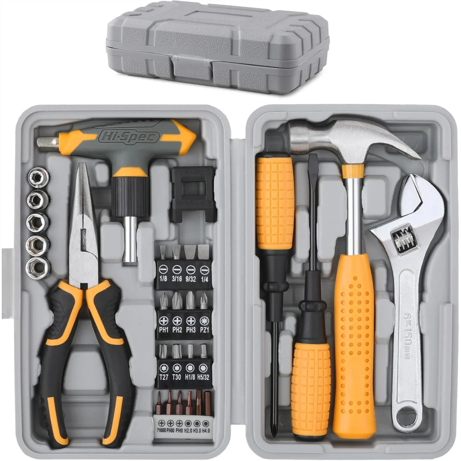 

30-Piece Magnetic T-Handle Ratchet Wrench and Screwdriver Set, Compact Hand Tool Kit with Sockets for Home Car Office, Portable