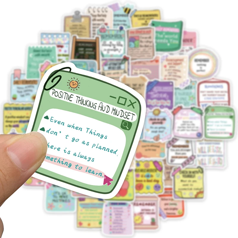 50PCS Colorful Graffiti Mental Health Stickers Sticky Note Notebook Phone Water Glass Psychology Therapy Reminder Decals Kid Toy
