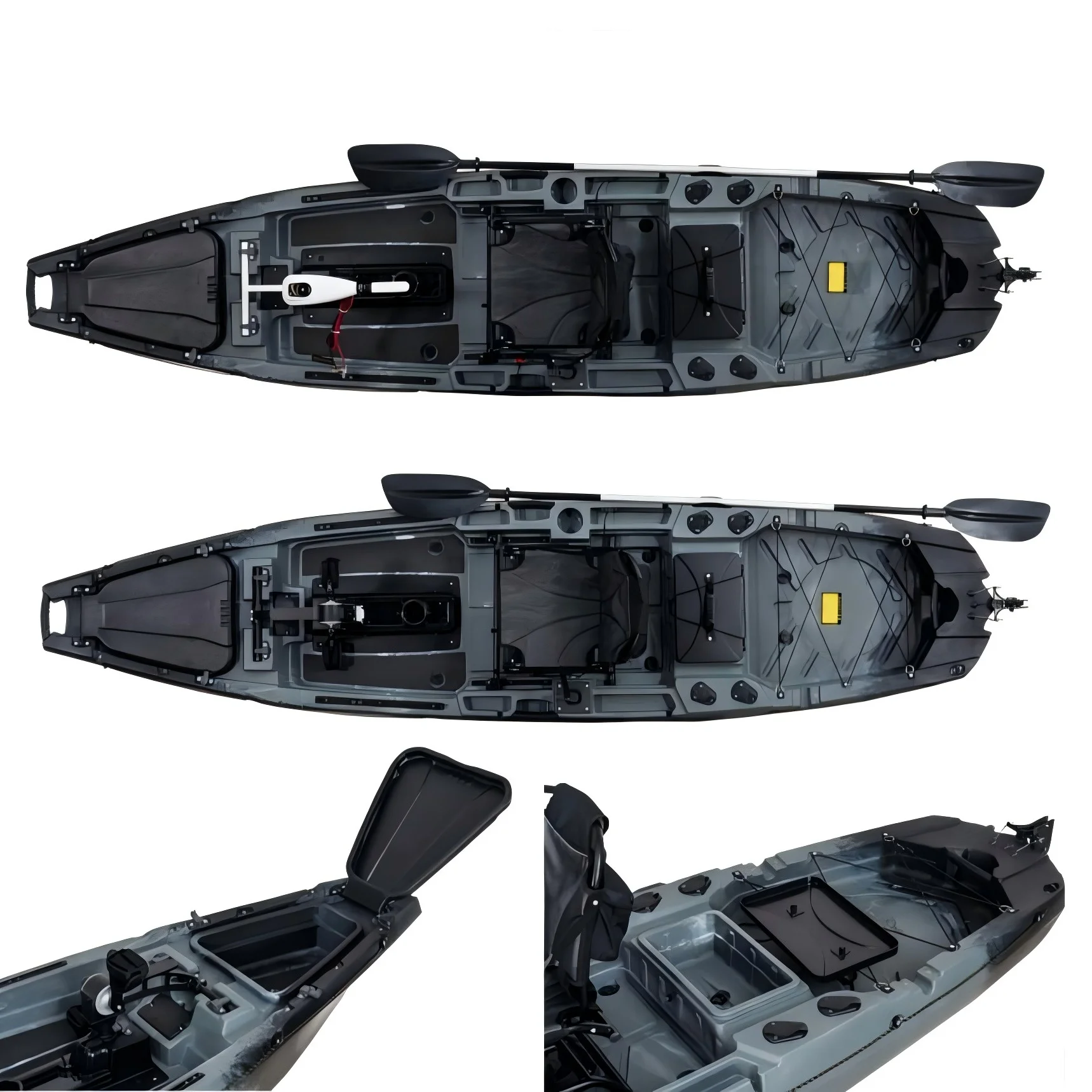 

LSF New 3.7 m /12ft Plastic Fishing Kayak Sit on Top Solo System Pedal Drive Fishing Kayak HDPE Hull Material for Lakes & Rivers