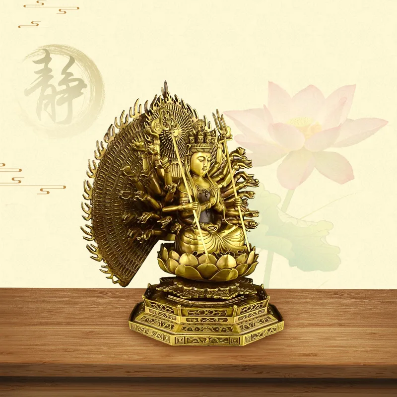 Pure Brass Thousand-Hand Buddha , Decorative Piece For Home Or Temple, Guanyin Bodhisattva Statue, Wholesale