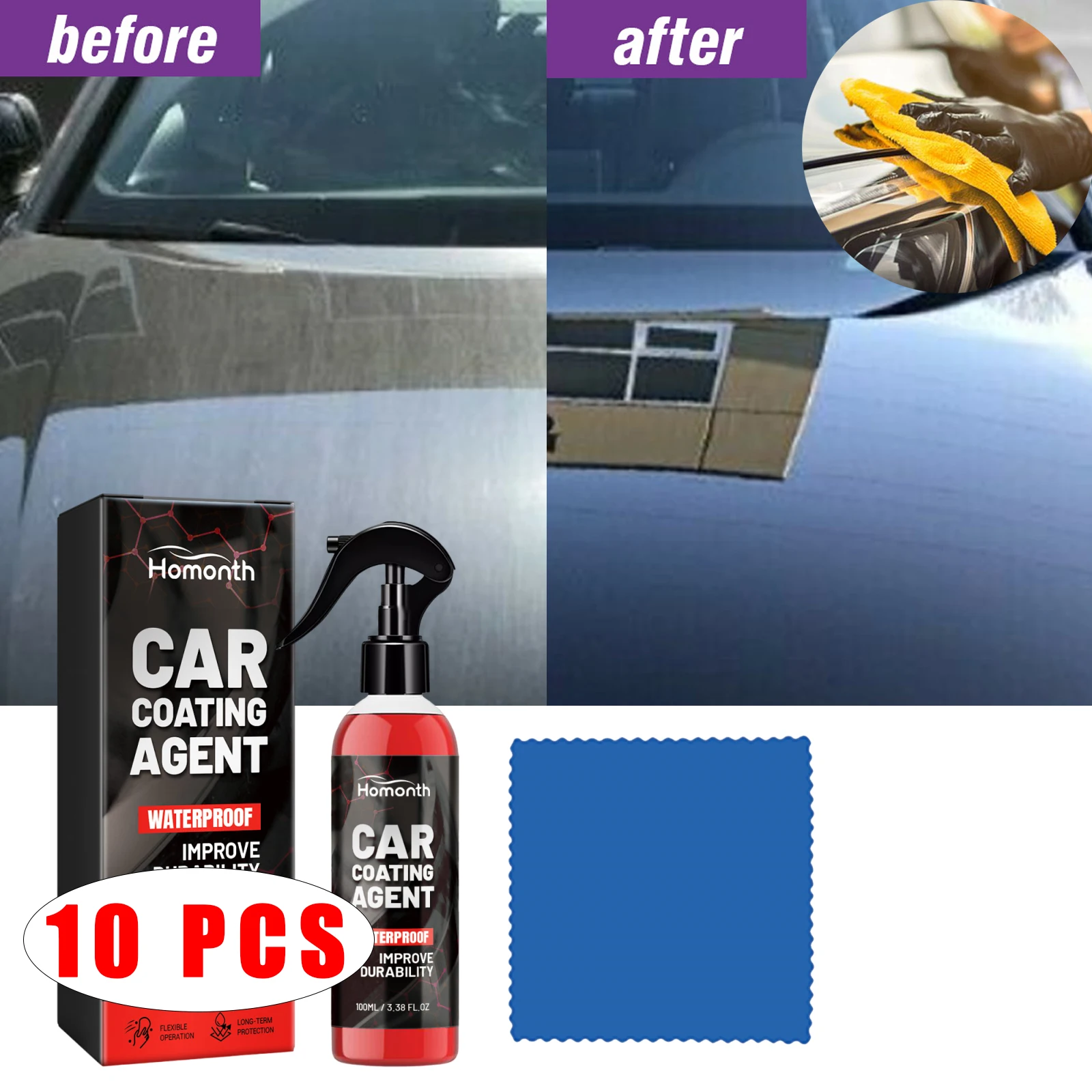 10PC Car Ceramic Coating Liquid Coating Nano Crystal Hydrophobic Layer Polishing Paint Coating Agent Car Polish Nanos Coatings