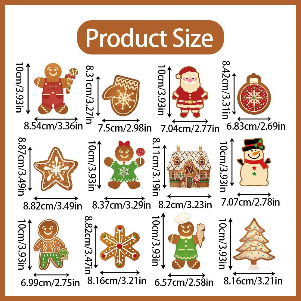 12 قطعة شجرة عيد الميلاد حفلة تزيين مُثبت الزنجبيل رجل ورقة هدية الملحقات #6