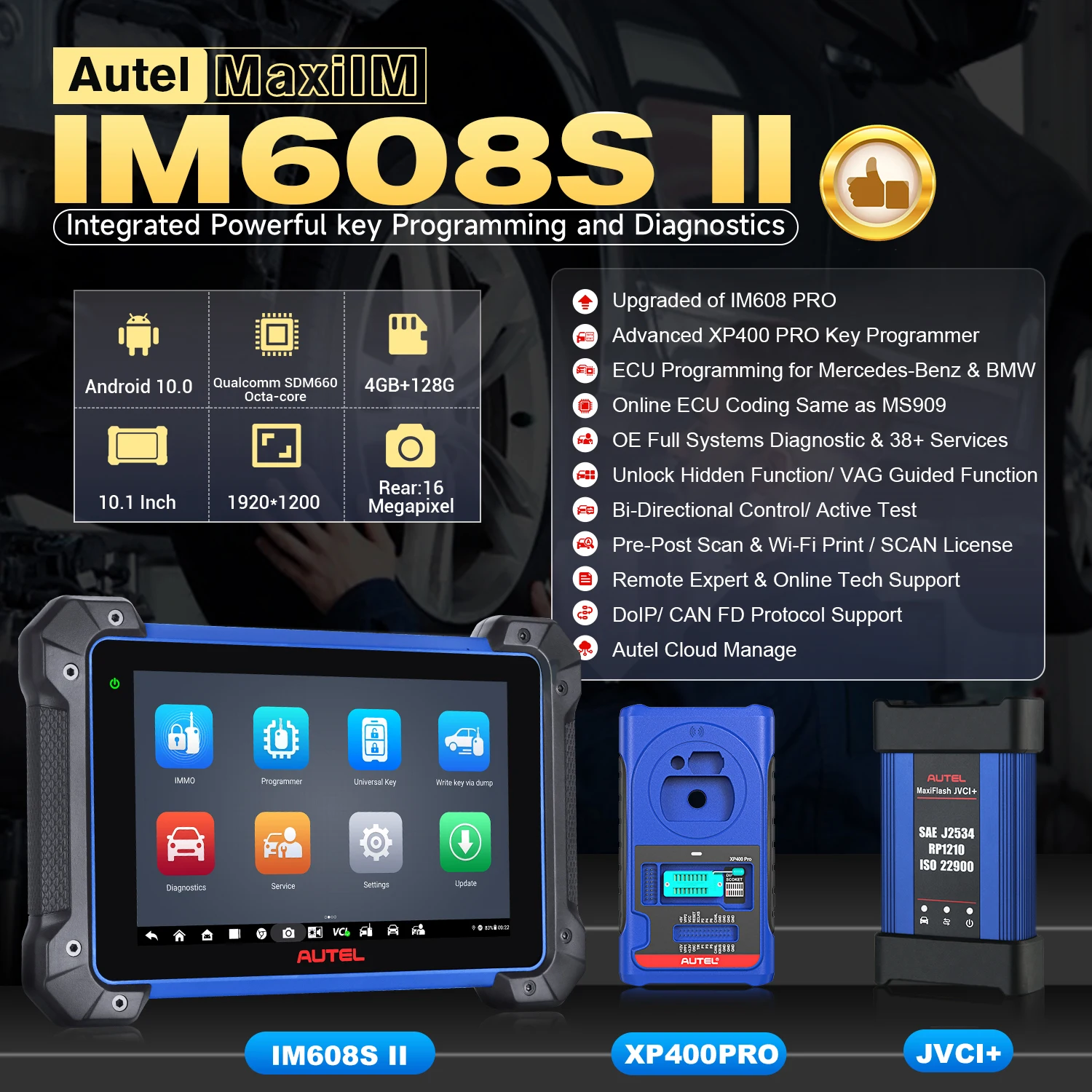 Autel MaxiIM IM608S II Key Programming Tool with XP400 PRO Key Programmer & J2534 ECU Programming Device, Same as IM608 PRO II