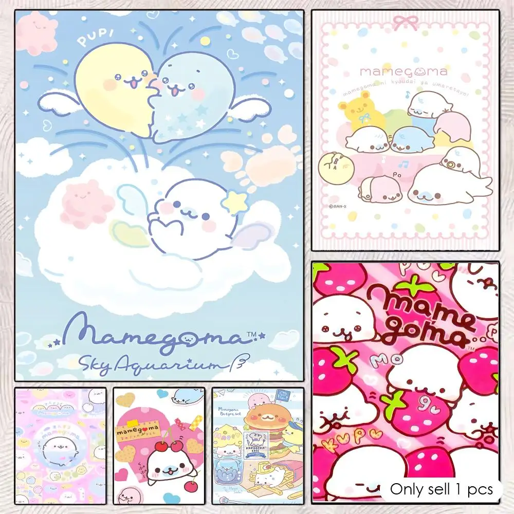 Kawaii Cartoon M-Mamegoma CUTE DIY Sticky Poster DIY Sticky HD Wall Decor Anti-wrinkle for Bedroom room Family Life Pet anime
