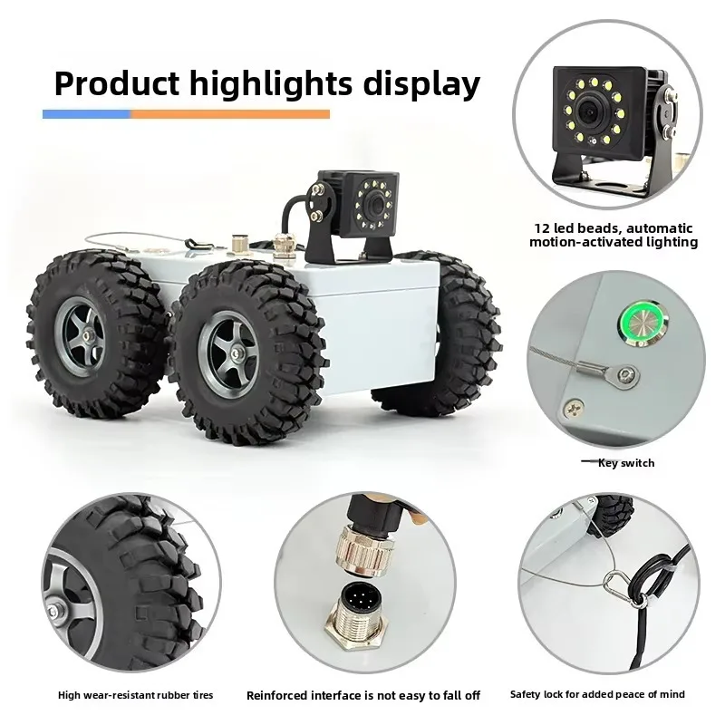 Factory Direct Sale 60m 2MP Automatic Robotic Cctv Pipe Inspection Cam P/T Camera w Meter Counter Pipelines Sewer Crawler Robot