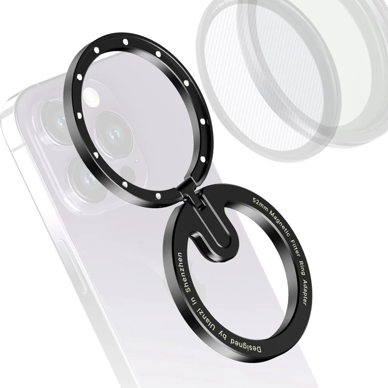 Ulanzi MagFilter 52mm Magnetic Filter Adapter Ring for iPhone 15 14 13 12 Pro Max Android Smartphone Foldable Phone Stand