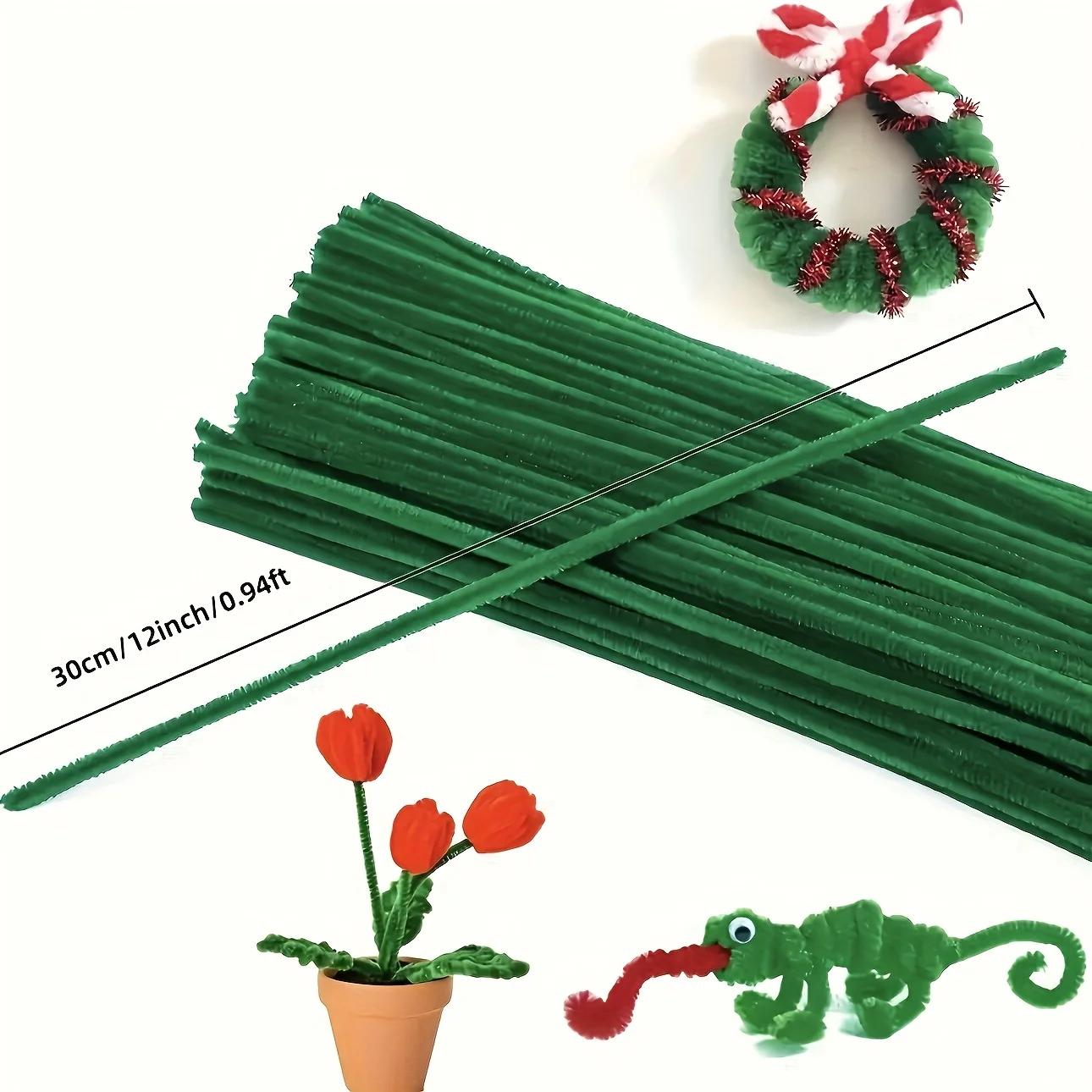 200 Stück flexible Chenille-Stiele, geeignet für DIY-Bastelarbeiten – weiche, drehbare, biegbare Pfeifenreiniger, perfekt zum Herstellen von Tulpen, Geschenken usw. – Detail 2