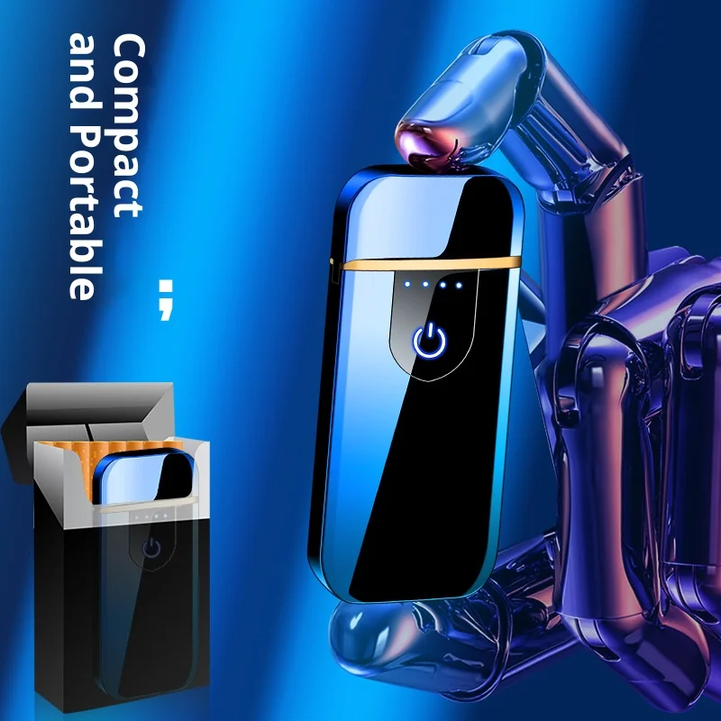 

Lightweight And Compact Metal Electronic Cigarette Lighter With Heating Wire Touch Screen Display Of Battery Windproof Lighter