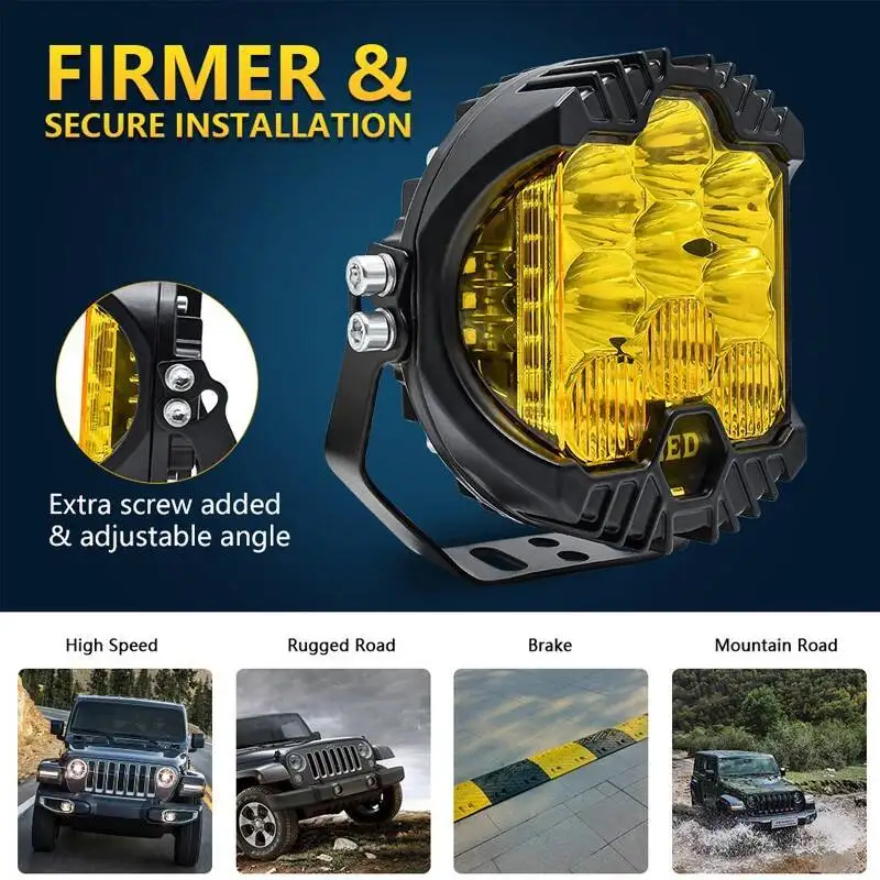 

3 5 7-дюймовые регулируемые светодиодные белые/желтые фары Автомобильные фары Задние фонари для грузовика BUS ATV UTV Супер яркие ходовые огни