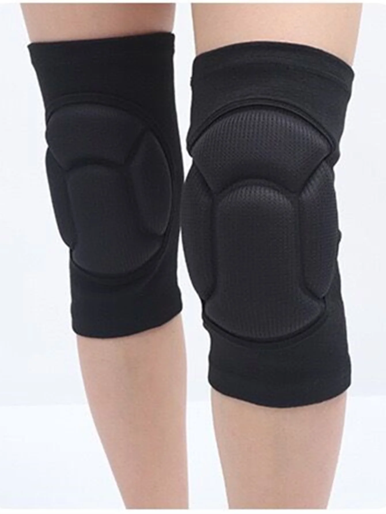 1 par de rodilleras de esponja negras para baile, patinaje sobre ruedas, deportes, protección de rodillas, accesorios de gimnasio, rodilleras deportivas, rodilleras de gimnasio
