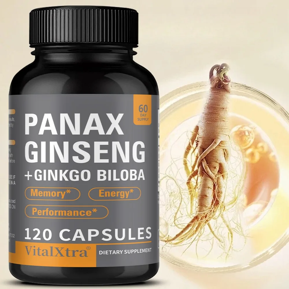 Ginkgo Biloba and Ginseng - Supports Memory and Brain Function, Boosts Energy, Improves Cognition, and Sharpens Thinking