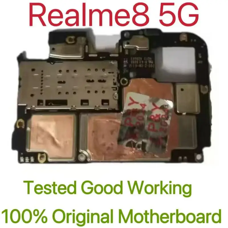 Global Version ปลดล็อกเมนบอร์ดสําหรับ Realme8 5G ทํางานดีทดสอบวงจรแผ่นหลัก Logic Board สําหรับ Realme8 5G