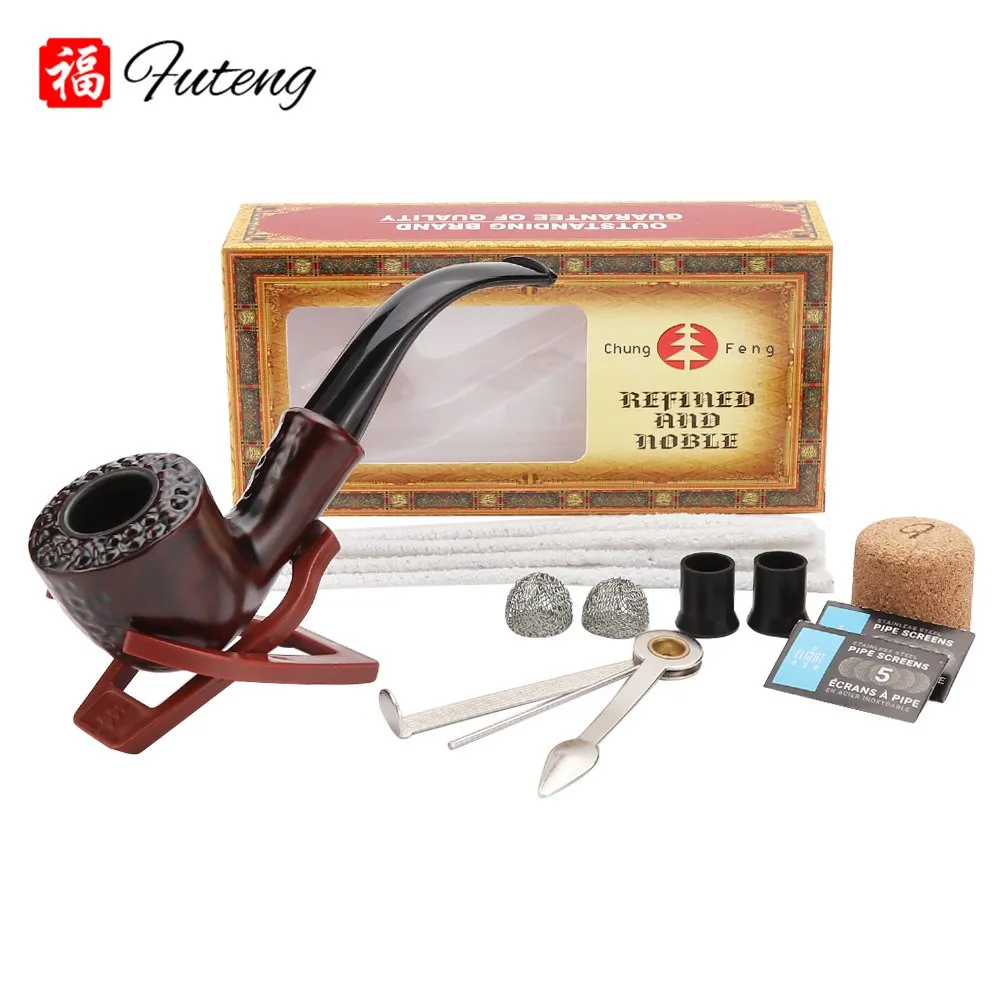 Portable Tobacco Pipe Set Resin Bent Pipe Cigarette Filter Herb Mini Curved Smoke Pipe Beginner Exquisite Smoking Accessories