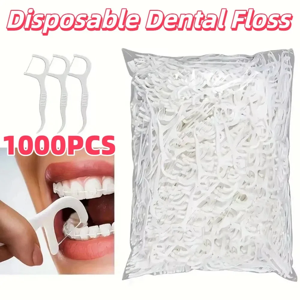 

1000Pcs Ultra-Fine Disposable Dental Floss Oral Hygiene Care Tooth Cleaning Dental Floss Stick Anti-slip Handle Durable
