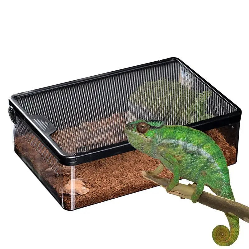 Reptile Feeding Box Escape Proof Small Pet Reptiles Living Box Terrarium Tank Feeding Box Reptile Terrarium Decor Safe Pet House