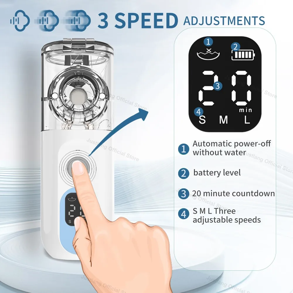 AiQUE Rechargeable Nebulizer 3.5μm Adjustable LED Display Medical Silent Ultrasonic Inhaler Timing Steam Device Adult child