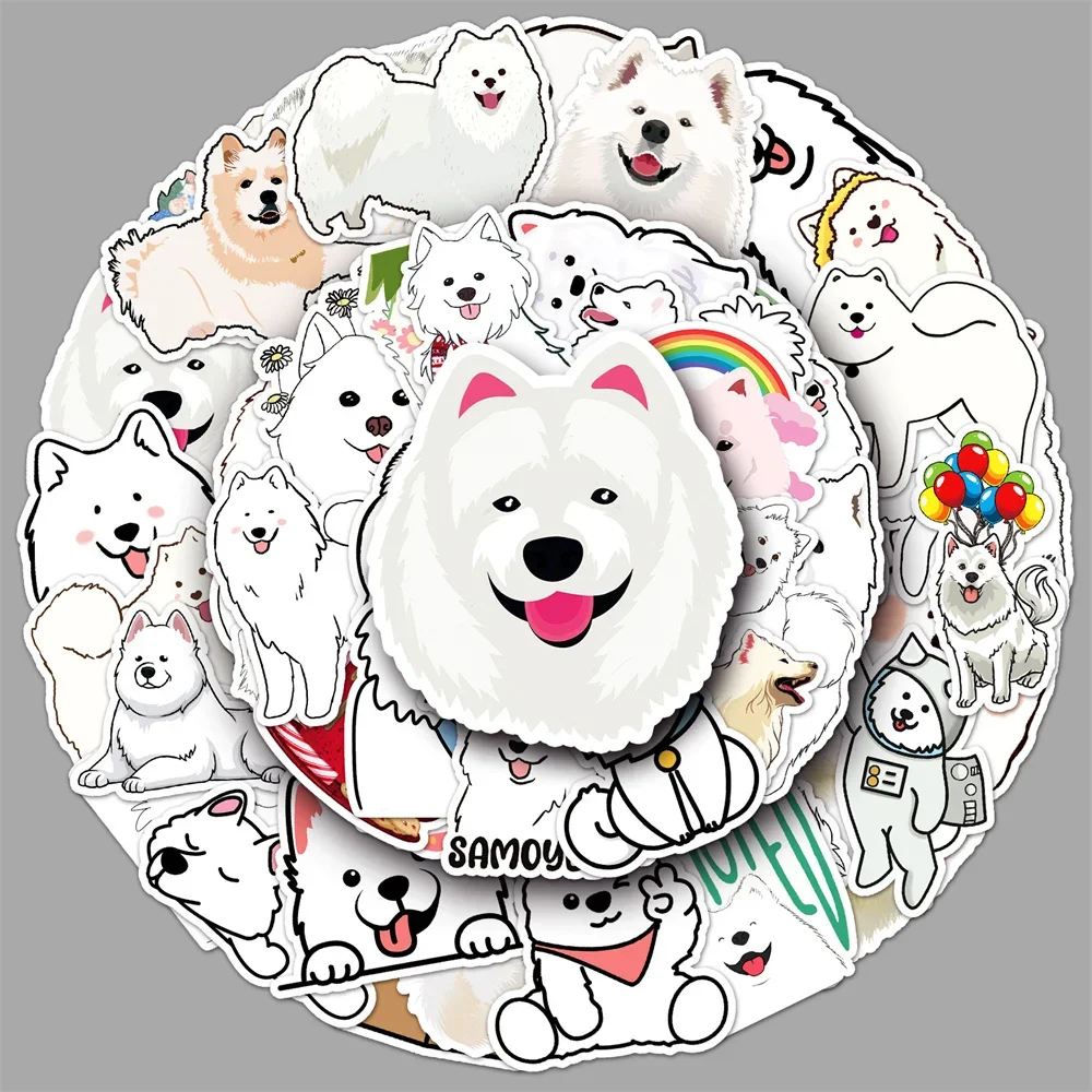 50PCS Samoyed Cartoon Cute Dog Animal Personality Creative Sticker Phone Desk Guitar Cup Skateboard Waterproof