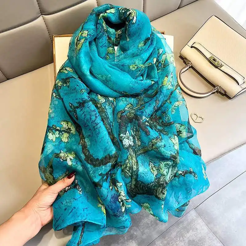 

Fashion Luxury Brand Oversized Petal Floral Silk Shawl Scarf Lady High Quality Turban Head Hijab Femme Wrap Foulards E5778