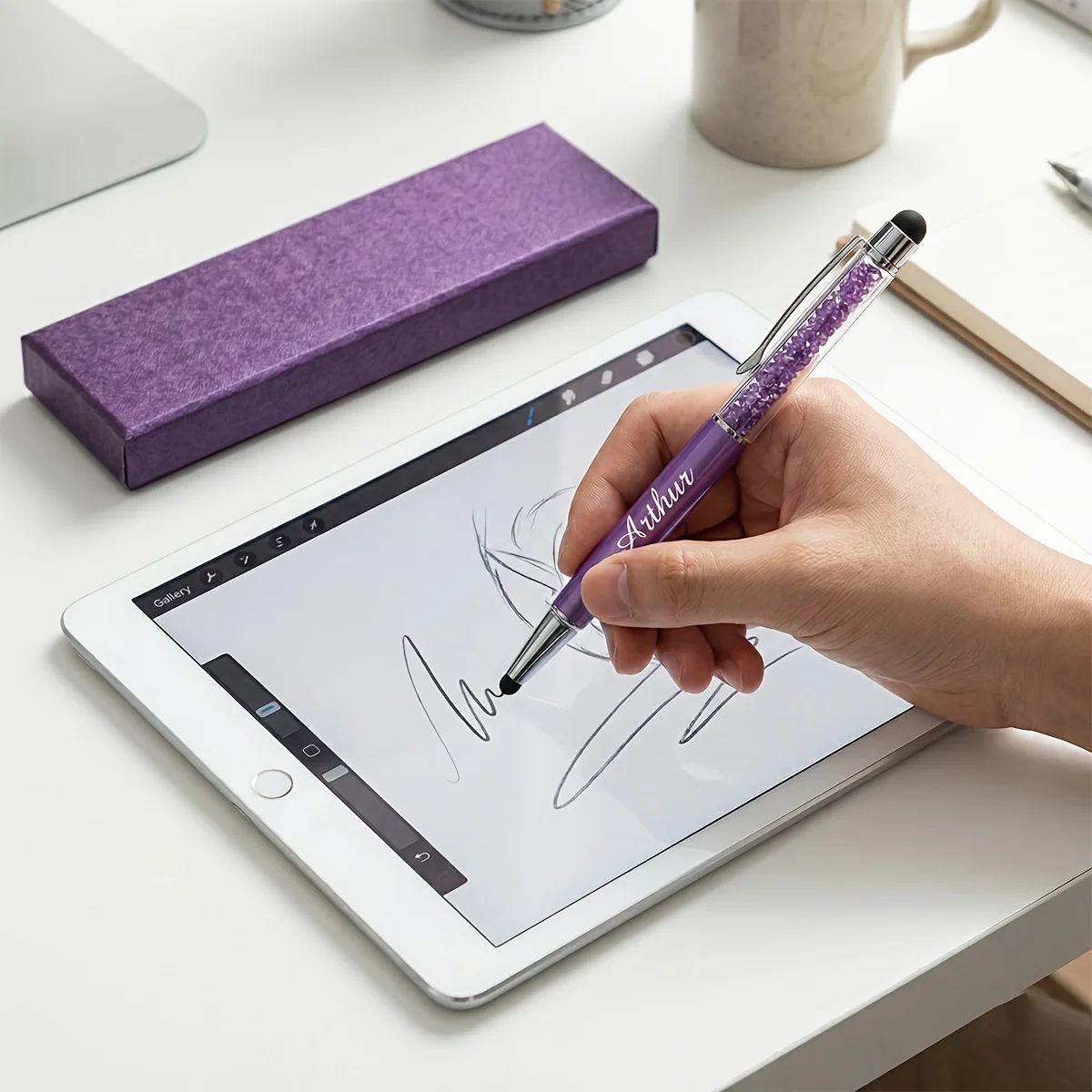 Personalisierter Kristall-Stylus-Stift mit Gravur, Metall-Touchscreen-Stift mit Geschenkbox, Individuelles Geschenk für Geburtstag, Hochzeit, Weihnachten – Detail 4
