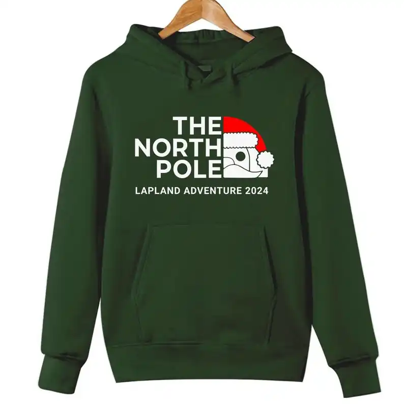 Meery Christmas HOODIE The North Pole The Lapland Adventure Family Holiday Christmas Hoodie Santa Claus Hat Xmas Gift Hoodies