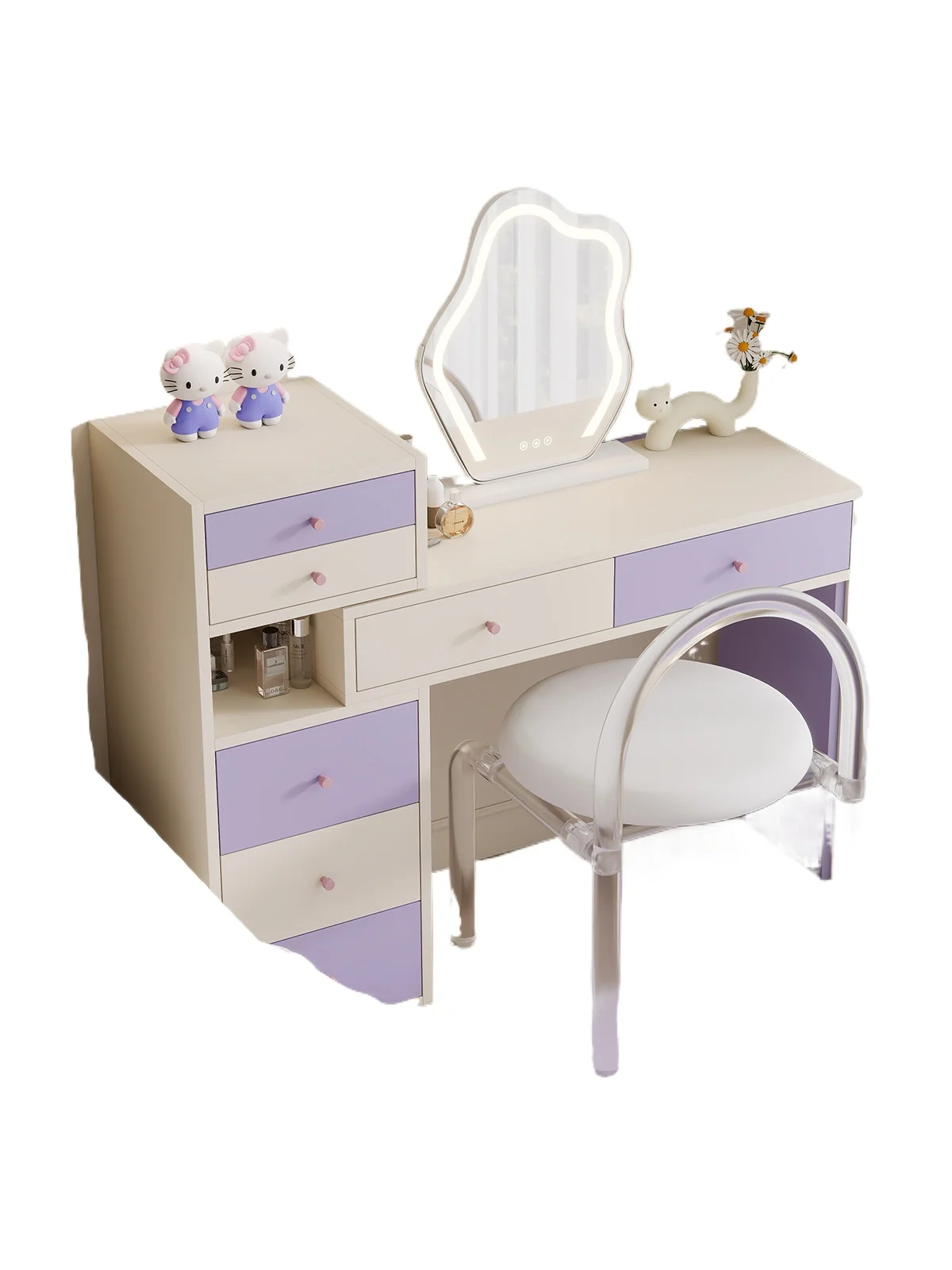 

Cream style simple bedroom dresser, light luxury luxury bedroom multi-functional storage with drawer makeup table