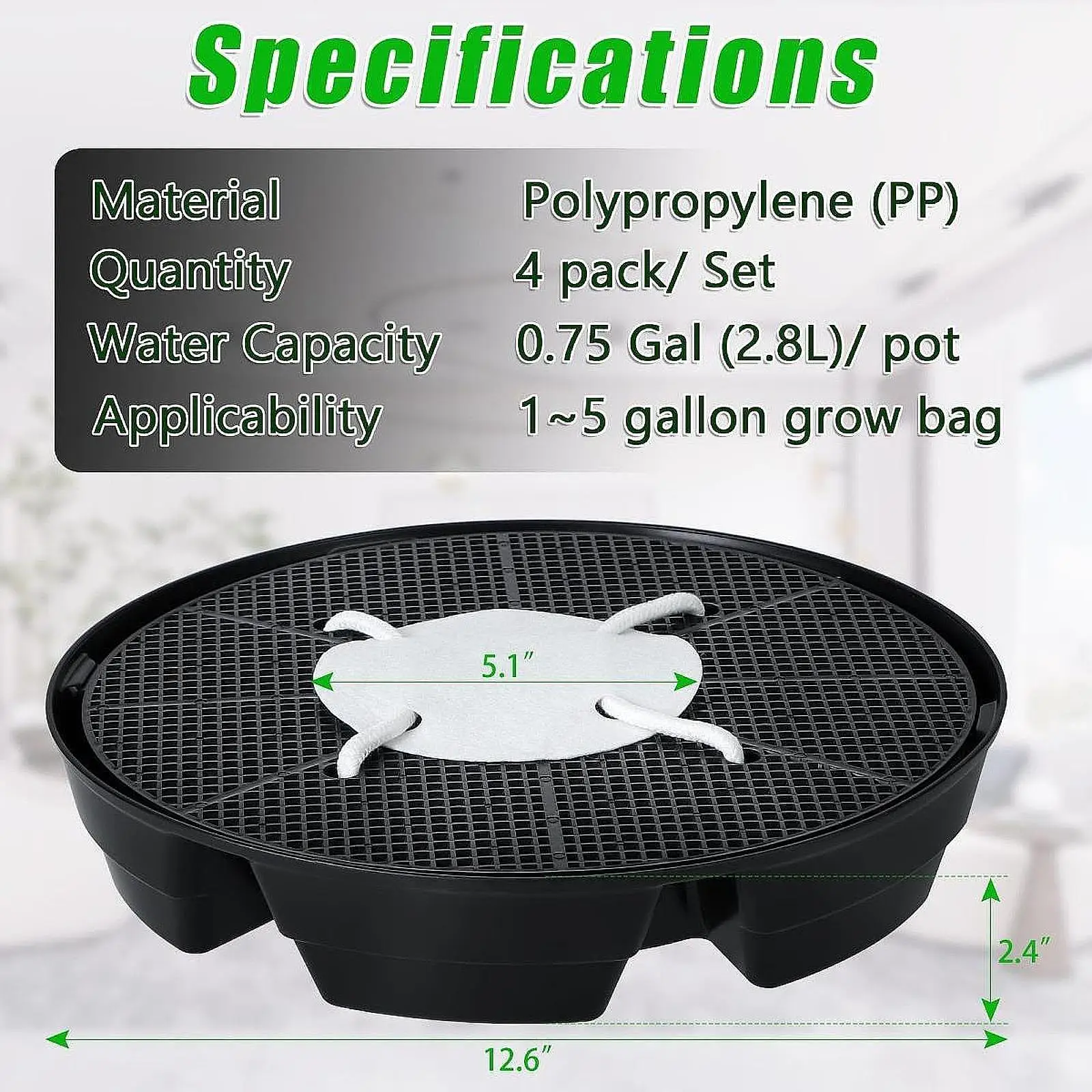 

4x Self Watering Pot Base Set Stand Gardening Balcony Flowerpots Fabric Pot Base Easy to Maintain No Accumulation Unique