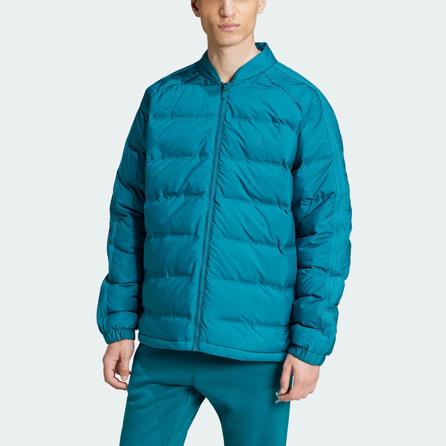 Adidas genuine clover men's warm standing collar sports slim fit cotton jacket JE1954