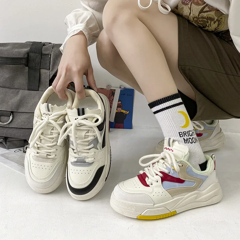

New Fashion Womens Sports Shoes Street Student Casual Platform Sneakers Harajuku Comfortable Lace Up Ladies Running Shoes