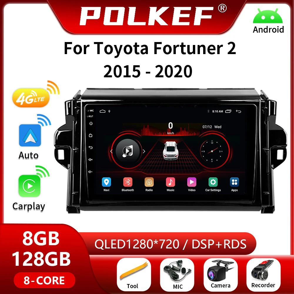 

Автомобильный радиоприемник Android авто для Toyota Fortuner 2 2015-2020 мультимедийный плеер 4G GPS навигация Carplay 2 Din стерео головное устройство 8 + 128G