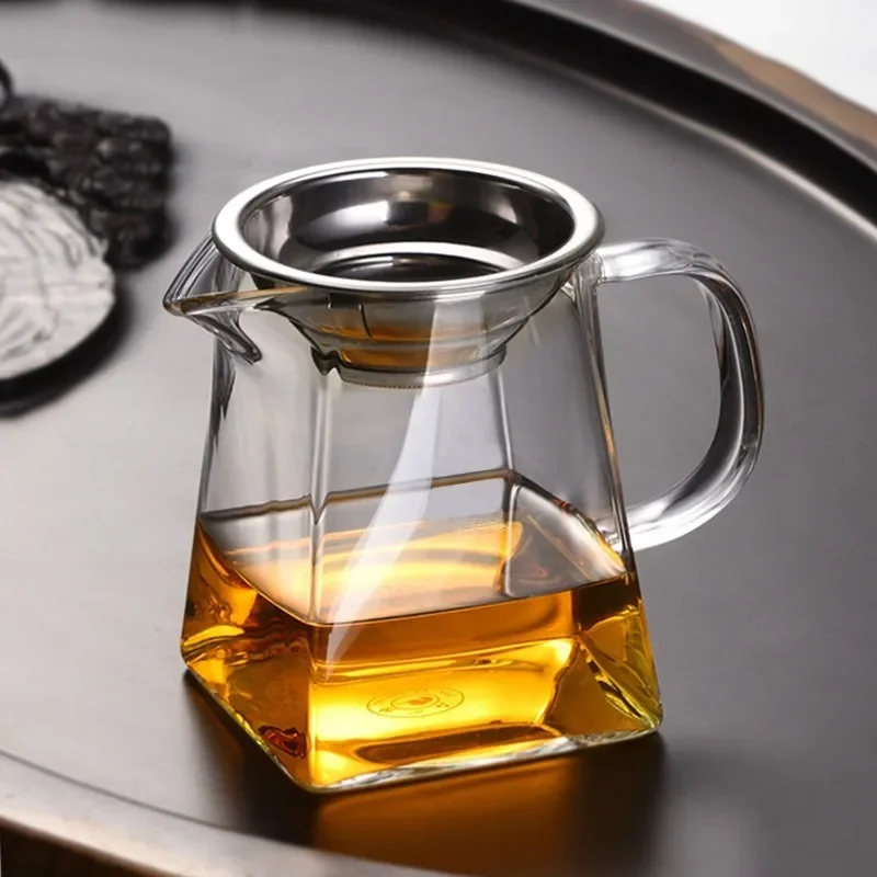 300/500ML Heat-resisting Clear Glass Tea Pot Fair Cup Chinese Tea Set with Handle Thickened Infuser Puer Tea Home Brewing Kettle