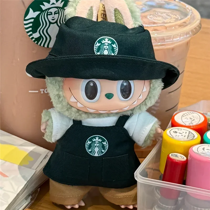 Roupas de boneca labubu, 15-17cm, conjunto de moda, série de comida rápida, batatas fritas, hambúrgueres, roupa, acessórios de cosplay