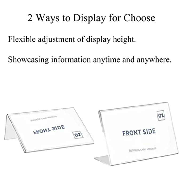 30 Piece Mini Sign Display Holder Transparent 7X4 Cm Horizontal Slanted L-Shape Acrylic Name Card
