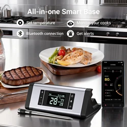 Smart Wireless Meat Thermometer Digital Bluetooth Probe with LCD Screen &  Alarm Support Mobile APP for Rotisserie Oven Grill