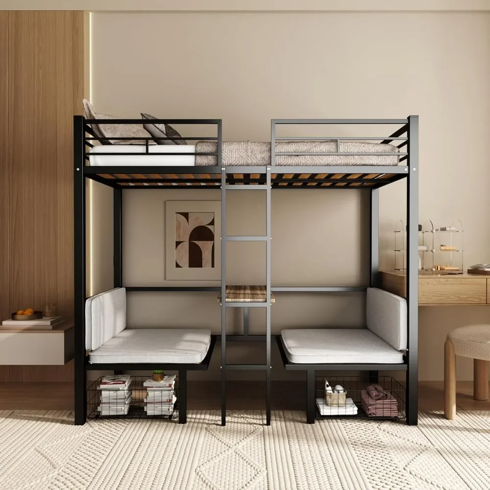 Litera Triple para 3 niños y adultos, estructura de Metal resistente con barandilla para dormitorio, dormitorio y habitación de invitados