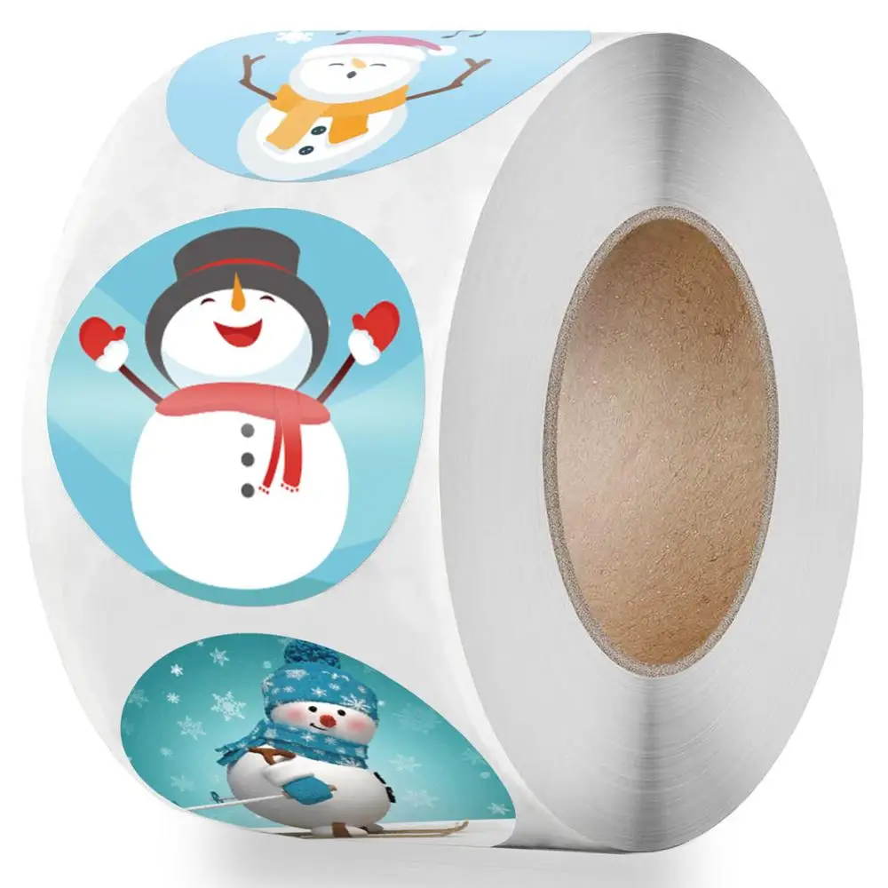 50-500pcs seal label sticker Merry Christmas sticker 1 inch snowman Christmas, for party DIY packaging stationery sticker