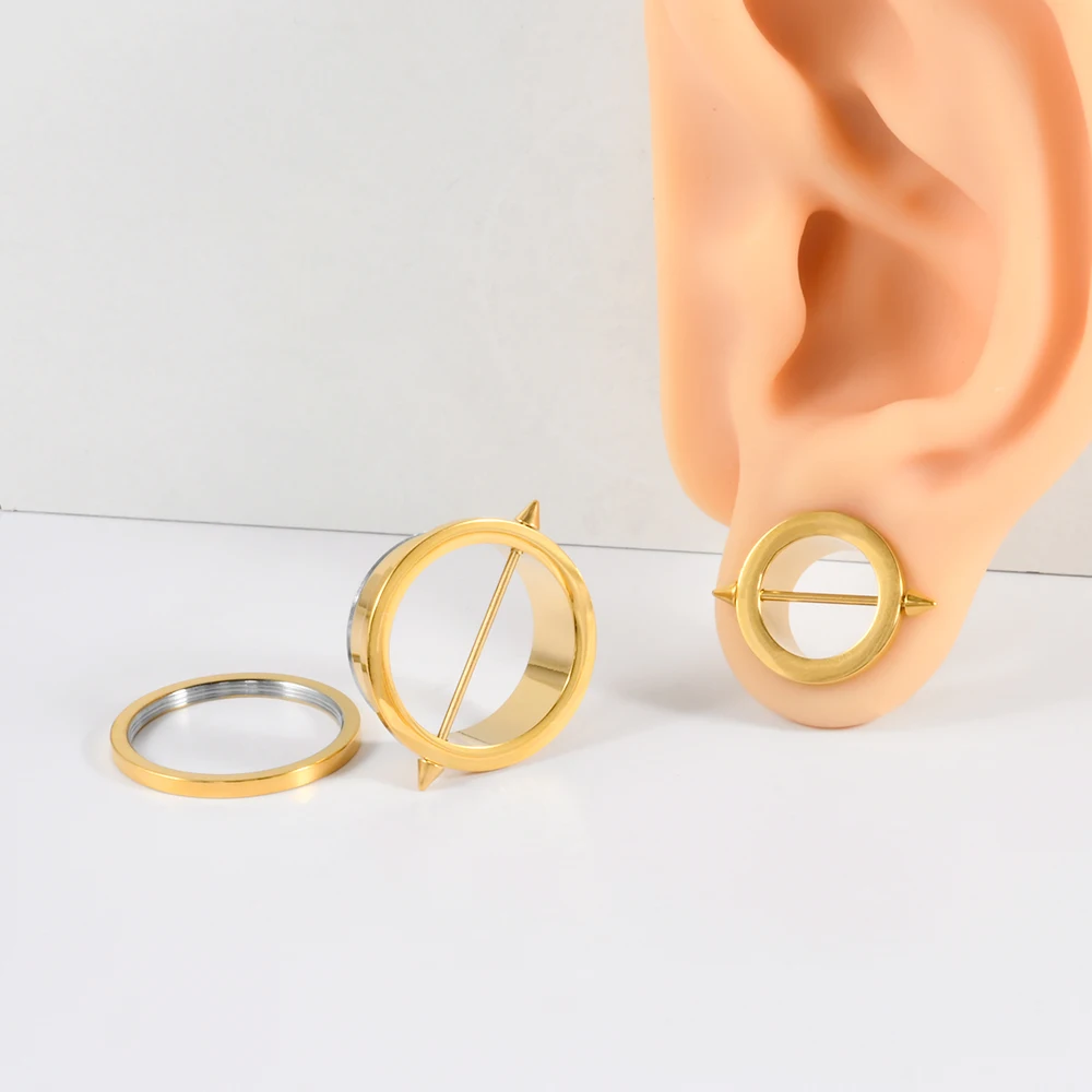 1/2PCS Hollow Polley With Long Double Cone Ear Tunnel&Plug Surgical Steel Ear Expansion Gauge Strengtheing Ear Gauge Jewelry